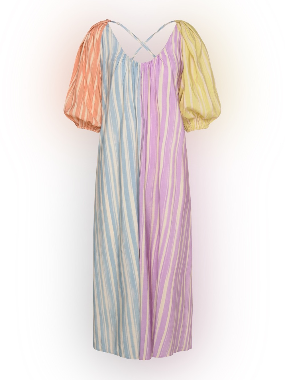 Stine Goya SGTerry Summer Stripes Puff Sleeve Maxi Dress Size S